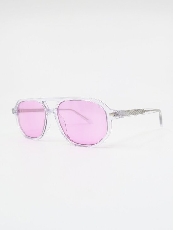 Light Tint Clear Acetate & Pink Lenses, New Aviator, Fashion Unisex Sunglasses. main image 4